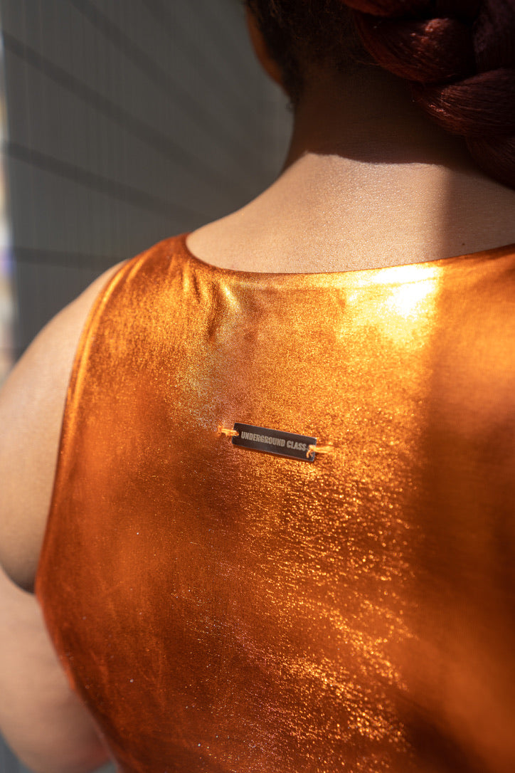 UC METALLIC BODYSUIT| ORANGE