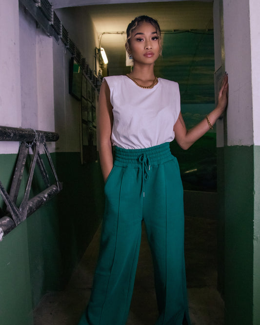 UC PINTUCK JOGGER PANTS| JADE GREEN